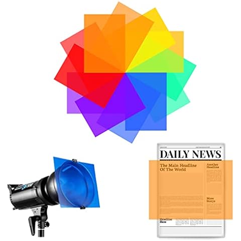 Farbfolien Gel Farbfilter Filter, 12 Stück Transparente Farbige Farbfilm Folie Quadratische Durchsichtige Farbtemperatur Farbfilm Cover