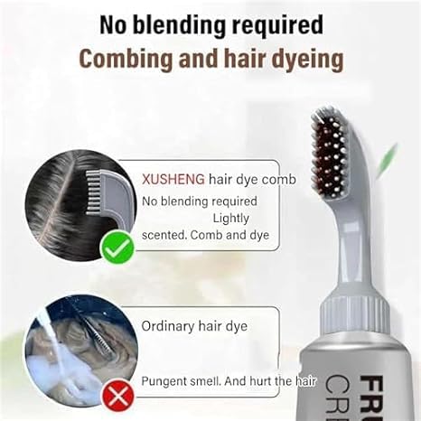 Miniatura 2 de Crema de teñido de frutas negras, tinte natural para el cabello, crema de teñido de frutas negras con peine, unisex (castaño marrón)