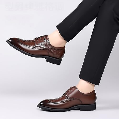 ADMLZQQ Men Dress Shoes Lace Up Oxford Classic Plain Toe Modern Formal Leather Shoes for Men4