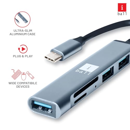 Image of Bridge 500 Type-C to USB Hub + Card Reader Multifunctional Adapter, 5-in-1, 3-Port USB Hub (USB 3.0 X 1 Port+ 2-Ports USB 2.0) + 2-Slots SD + TF Card Reader,Plug-N-Play, Widely Compatible