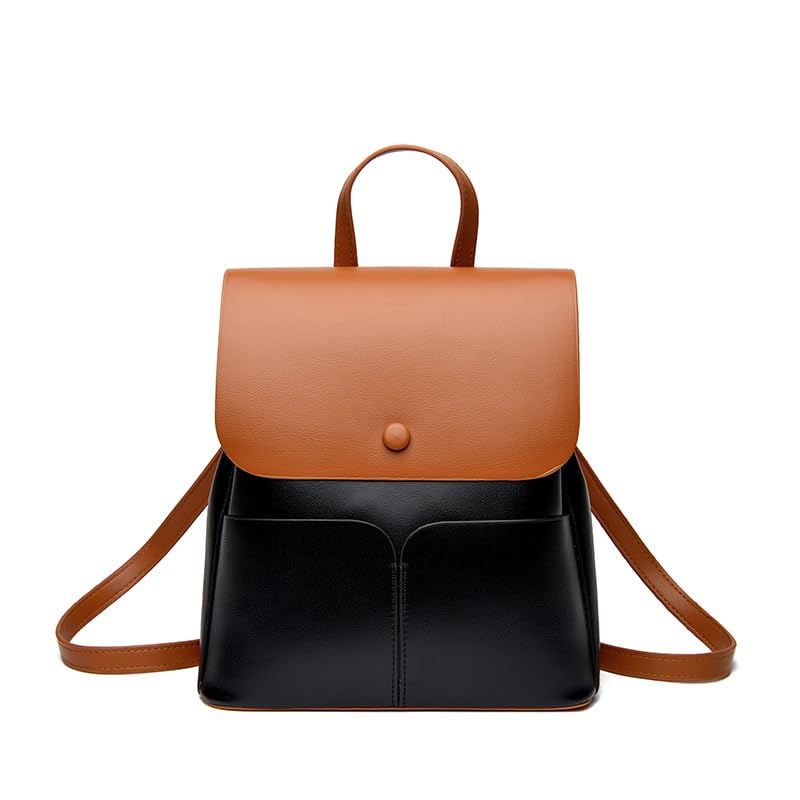 veloce Women's PU Leather Backpack,Beige and Brown, Casual Fashion College Bag for Girls, 26x23x13 cm-picture-36