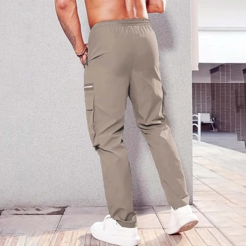 Mens Resort Wear 2025 Cargo Sweatpants Drawstring Joggers Relaxed Fit Stretch Polyester Casual Pants with Pockets3