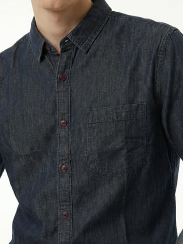 Image of Amazon Brand - INKAST Men Washed Cotton Twill Denim Casual Button Down Shirt | Full Sleeves | Regular Fit | Stylish Summer - Everyday Wear