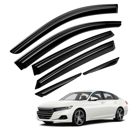 Image of Accord Rain Guards - Window Visors for Honda Accord 2018-2022, Out-Channel Side Window Rain Guards for Accord, 6PCS, Black, Car Accessories