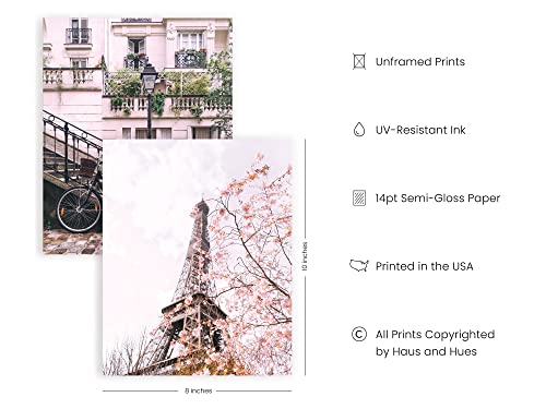 Haus And Hues Pink Paris Wall Decor Set Of 4 Paris Wall Art And Paris Themed Bedroom Decor | Paris Decor For Bedroom, Paris Poster, Preppy Room Decor, Paris Bathroom Decor (8" X 10", Unframed) #TOP1
