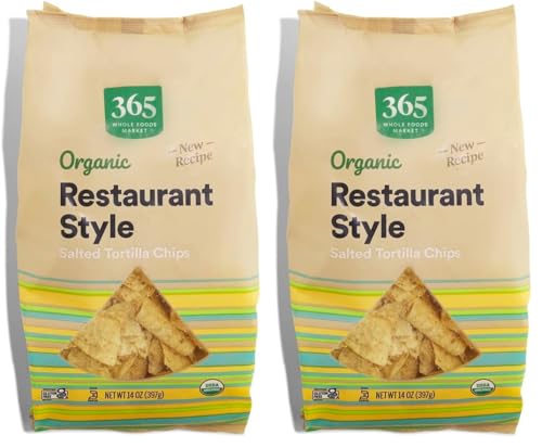 Image of 365 by Whole Foods Market, Organic Restaurant Style White Corn Tortilla Chips, 14 Ounce (Pack of 2)