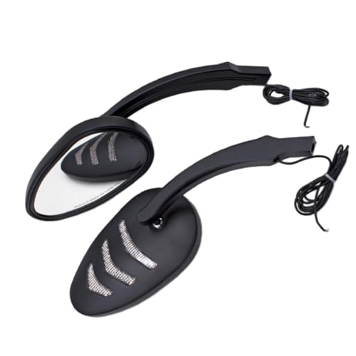 Riloer 1 paire de rétroviseurs modifiés pour moto avec clignotants à LED, Rétroviseurs latéraux en noir avec clignotant LED ambre Compatible avec...