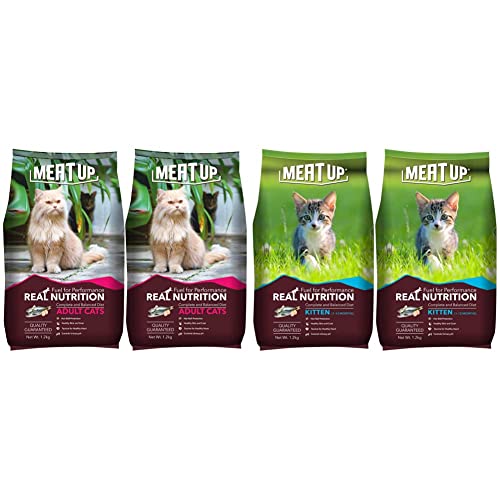 Image of Meat Up Adult Cat Food, Ocean Fish - 1.2 kg Pack (Buy 1 GET 1 Free) & Meat Up Kitten Cat Food, 1.2 kg (Buy 1 GET 1 Free)