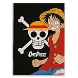 Superlicencias Manta Coralina One Piece, Diseño Monkey D. Luffy, 110 x 150 cm, Negro, Regalos Anime