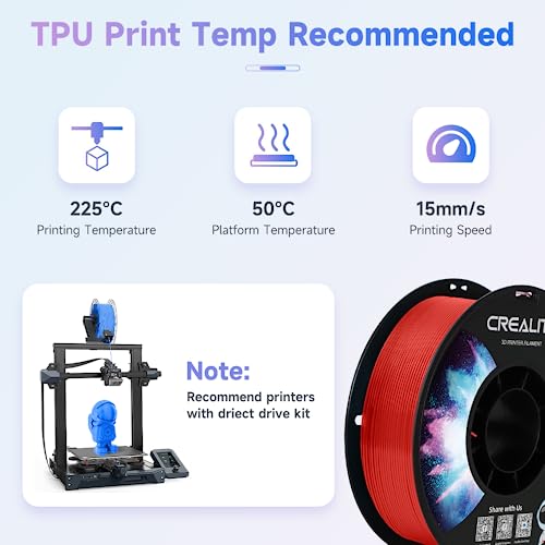 Image of Official Creality TPU Filament, Flexible 3D Printer Filament 1.75mm, 95A Shore High Hardness & Resilience, Dimensional Accuracy + /- 0.03 mm for Most FDM 3D Printers