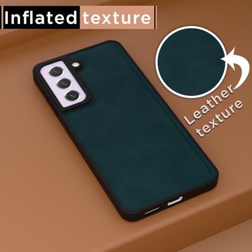 Image of Amazon Basics Back Cover for Samsung Galaxy S21 FE 5G | Premium PU Leather | Soft Touch Finish | Full Camera Protection | Raised Edge Bumper Case (Green)
