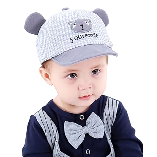Baby Toddler Baseball Cap Kids Infant Girl Boy Cute Bear Baseball Hat Summer UPF 50+ Sun Hats Adjustable 4-10 Months