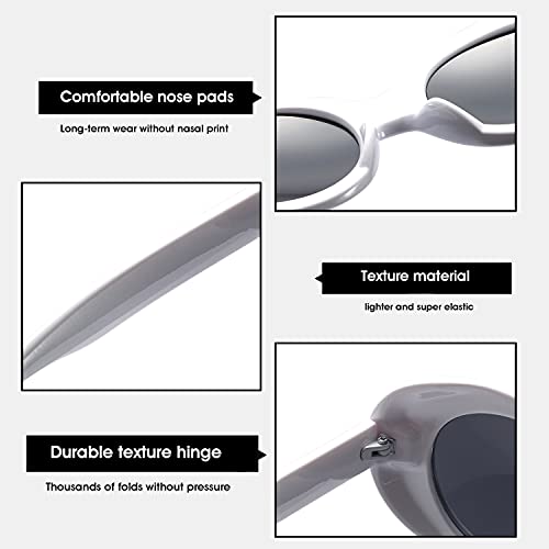 BUTABY Retro Oval Sunglasses Clout Goggles Kurt Cobain Vintage Mod Thick Frame Round Lens Unisex UV400 Protection4