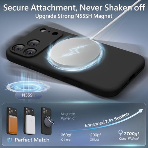 Image of DIZORO Compatible for (iPhone 17 Pro Case) Slim Liquid Silicone Case 3 Layers Full Covered Soft Gel Rubber Phone Case Protective Cover - Black