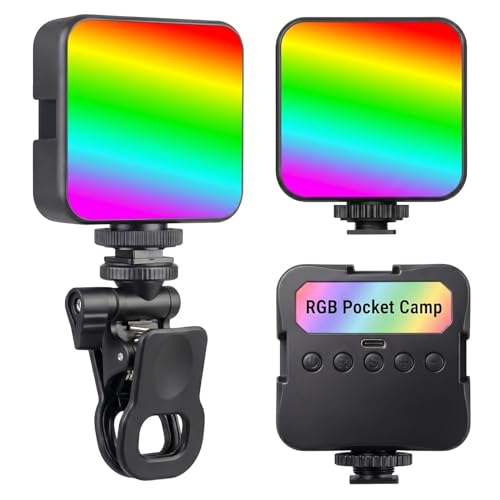Image of FUGETEK RGB LED Pocket Video Light with Clip, Dimmable Bi-Color 3200K-6500K, Portable Selfie, Video Light for Mobile, Laptop, Tablet, DSLR Camera, for Meetings, Photography, Streaming