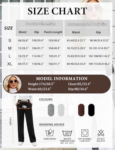PASUDA Warme Jogginghose Damen Winter Thermo Fleece Gefüttert Freizeithose Lang Sporthose Trainingshose High Waist Gerade Sweatpants Damen Thermohose mit 2 Taschen, Kordelzug (Schwarz, L)