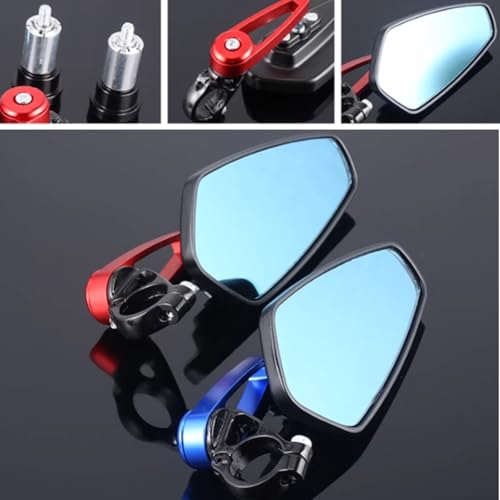 Seitenspiegel Universal Motorrad Aluminiumlegierung Rückspiegel für die meisten Motorräder mit 7/8(22mm) Lenkerende(Rot Farbe)