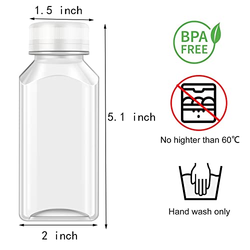 White Lid 8 Pcs 8 Oz Leak Proof Juice Bottles for Juice, Smoothie, Milk Beverage Containers Mini Fridge Bottles