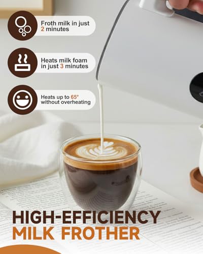 Image of Electric Milk Frother, 4-in-1 Automatic Milk Steamer & Foamer 11.8oz /350ml, Automatic Hot and Cold Foam Maker and Milk Warmer for Latte, Cappuccino, Matcha, Hot Chocolate (White)