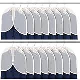 Oqqlin 25 Pcs Shoulder Covers for Hanging Clothes, 24 x 17 Inch Plastic Garment Cover Clear Dust Clothes Hanger Covers for Coats, Dress, Suit, Sweater, Jackets
