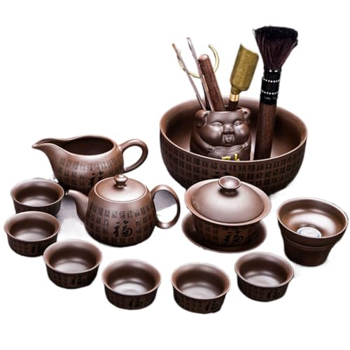 Juego de té chino Gongfu completo con taza de té de arena púrpura y tazón