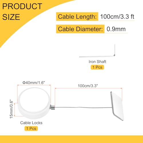 Câble antivol rétractable avec patch carré adhésif et télécommande pour écran plat et PC - 2