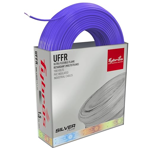 Image of Fybros ULTRA FLEXIBLE FR PVC Insulated 1.5 Sq Mm Wire | UFFR Blue Copper Wires & Cables| Cables For wiring | 1.5 Sq Mm Blue wire 90 meter| Industrial Wire Cable| Electrical Wire