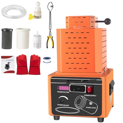 MObyat Pequeño Horno De Fusión De Oro De 5000w, Horno De Fusión De Acero Inoxidable, Temperatura: 1600°/Tiempo De Fusión: 3-5 Min/protección Múltiple/Potencia Ajustable, para Oro/Plata/Cobre