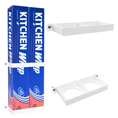Tin Foil/Cling Film/Grease Proof Paper Mount Bracket Holder Organiser For Kitchen Cupboard Storage EXTRA LARGE White
