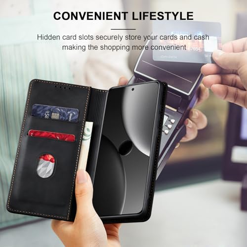 Image of Jasonyu Cover for Xiaomi 15 Ultra Flip PU Leather Case, Book Wallet Cover, Stand Function, Magnetic, Card Slots, TPU Bumper Case (Black)