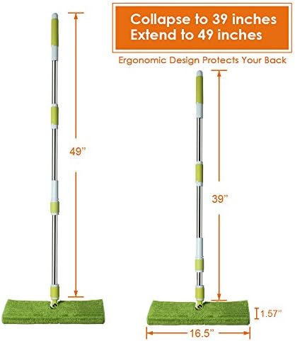 Senmo Microfiber Flat Mop, Double-sided Floor Mop for Hardwood, Laminate and Tile Flooring, 2 Mop Cloths Included