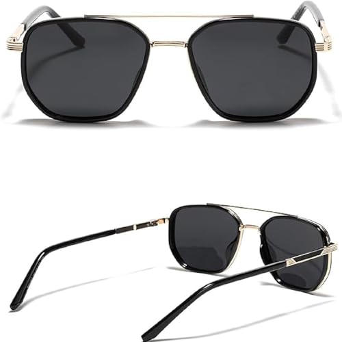 Back To School Sunglasses,Geometric Frame & Double Beam Design Fashion Sunglasses For Women Men,Summer Accessory3