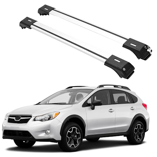 ERKUL Roof Rack Cross Bars for Subaru Crosstrek 2018-2023 | Aluminum Crossbars with Anti Theft Lock for Rooftop | Compatible with Raised Rails - Silver