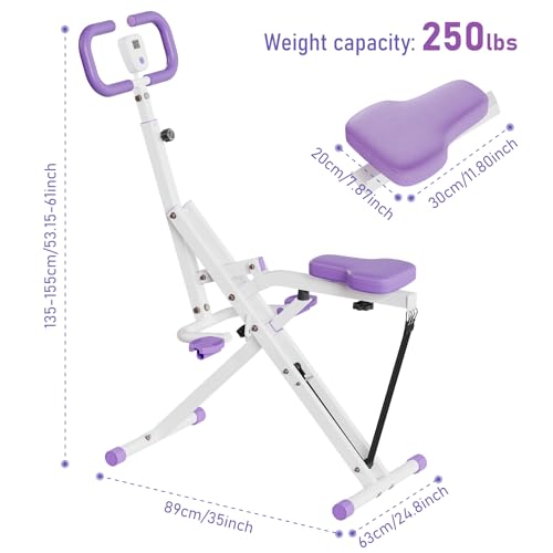 TOTEBOX Deep Squat Assist Machine, Squat Trainer Rowing Machines Exercise Equipment for Full Body Workout w/ Digital Monitor, Ergonomic Handle and Padded Seat Purple - Image 6