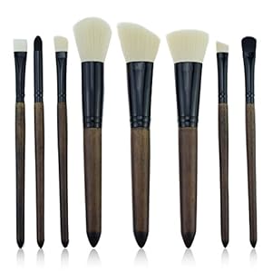 Start Makers Makeup Brush Professional Milky White Brushes Bristles with Brown Sharp Wooden Handles Makeup Brush（Set of…