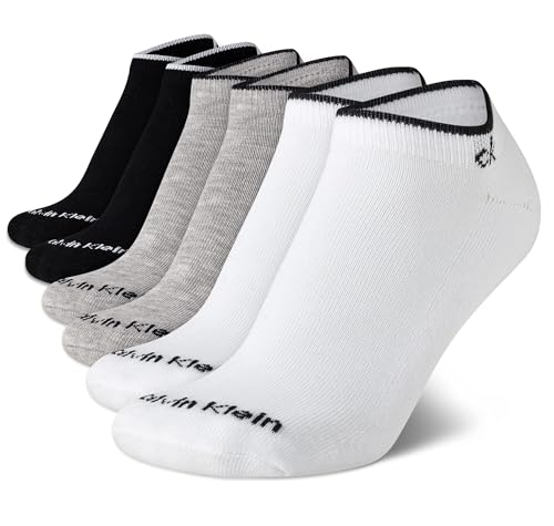Image of Calvin Klein Womens No Show Socks - 6 Pack Breathable Cotton Blend Athletic Performance Low Cut Running Socks for Women