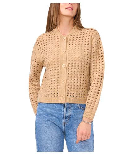 Outfits for Women Over 50: Fashion Tips That Make You Feel Like Yourself Again 19 Vince Camuto Womens Pointelle Long Sleeve Cardigan Latte Heather Medium