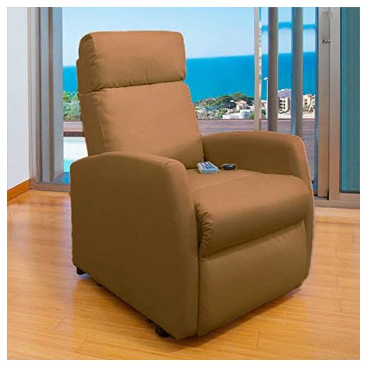 Cecotec Sillón Relax de Masaje Compact, Función calor, 5 Programas, 3 Intensidades, 8 Motores, Mando de control, Polipiel de calidad, Bolsillo portaobjetos, color Camel