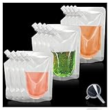 12Pcs Drinks Flasks Juice Flasks, Concealable and Reusable Drink Pouches, Leak-Proof Food Grade Plastic for Travel,Concerts,with Funnel (8OZ-250ml)