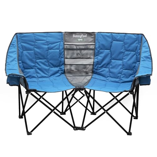 SUNNYFEEL Silla de Camping Plegable Doble para 2 Personas Modelo AC2404 Color Azul