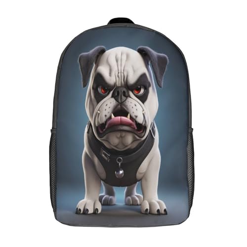 Sac à dos enfant 17inch motif bouledogue français imperméable léger cartable 3D