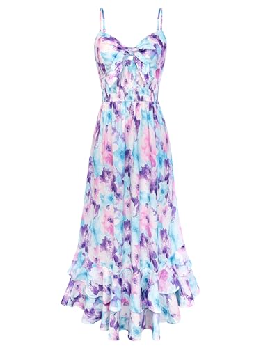 Image of GRACE KARIN Womens Maxi Floral Sundresses Summer Beach Boho Dress Spaghetti Strap Dresses Casual Fashion Clothes with Pockets