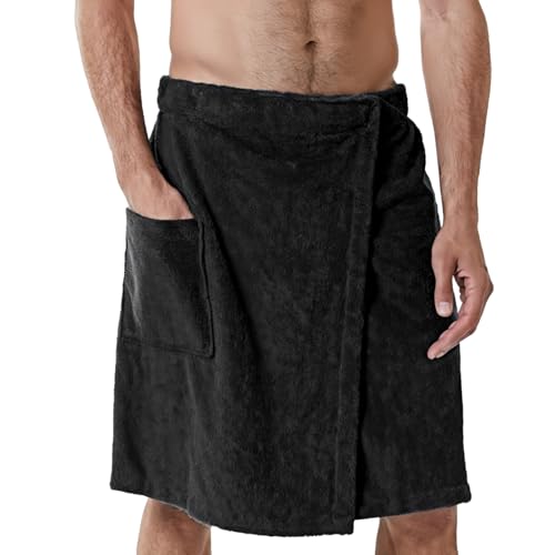 Adjustable Men’S Bathrobe Towel Wrap with Pockets, Closure, Quick Dry Spa Shower Towel for Beach and Pool