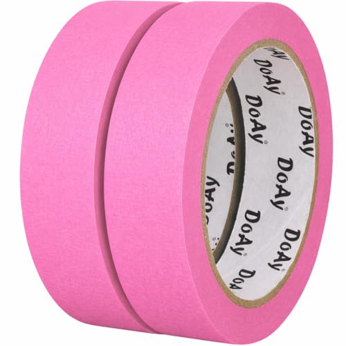 Image of 2 Pack Pink Painters Tape - Masking Tape 1 Inch Wide - Multi-Surface, Smart Adhesion, Indoor & Outdoor - 180FT Total - Paint Tape for DIY, Labeling, Art, Car, General Purpose (#3910)