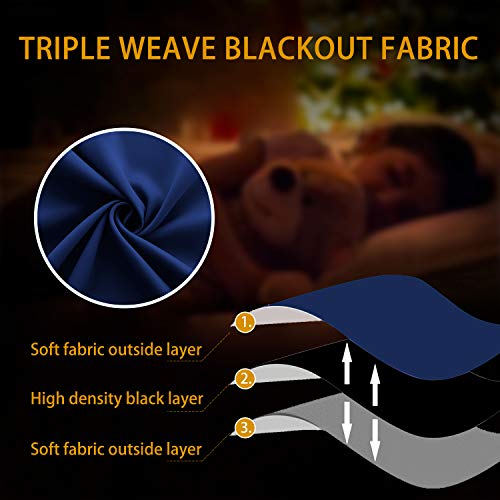 Image of KOUFALL Navy Blue Small Window Curtains, Thermal Short Blackout Curtains for Kitchen Window Over Sink Bathroom Cabinet Bedroom, 34w x 24 Inch Length, Dark Blue