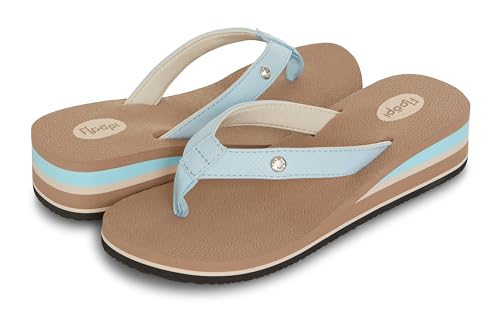 Image of Floopi High Heel Wedge Sandals for Women-Comfort Yoga Mat Footbed for Support, Flip Flop Thong Platforms for Summer