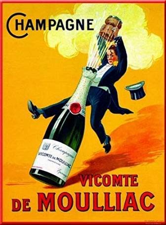 Kexle French Metal Sign Retro AD VICOMTE DE MOULLIAC Champagne Retro Vintage 8x12 Tin Metal Sign Wall Decor Home Decor