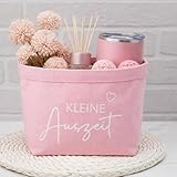 Xuniea Kleine Auszeit Korb Geschenktüte aus Baumwolle und Leinen Wellness Geschenke für Frauen Geschenkkorb für Damen zur Entspannende Gesundheit(Klassischer Stil,Rosa)