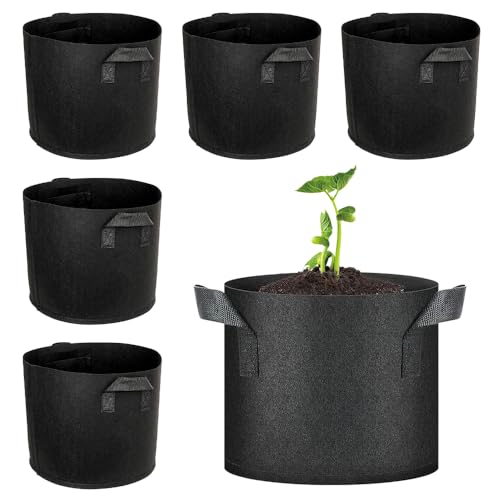 Dhqkqg 6 Stück Pflanzsack aus Vliesstoff, 3 Gallonen Kartoffel Pflanzsack, Pflanzsack 12L mit Griffe, Pflanzsäcke für Tomaten, Pflanzbeutel für Balkon Terrasse Gewächshaus Garten (6 X 12L)