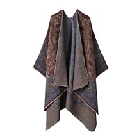 Asudaro Women's Winter Poncho Scarf, auspicious Clouds Cashew Flower Style, Knitted Poncho Stole Wrap, Poncho Cardigan with Open Front for Women Girls Festive Gifts